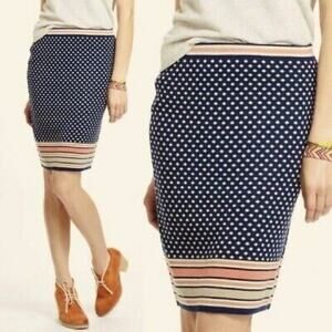 Anthroplogie Sparrow Merino Wool Blend Knit Polka Dot Striped Pencil Skirt Small